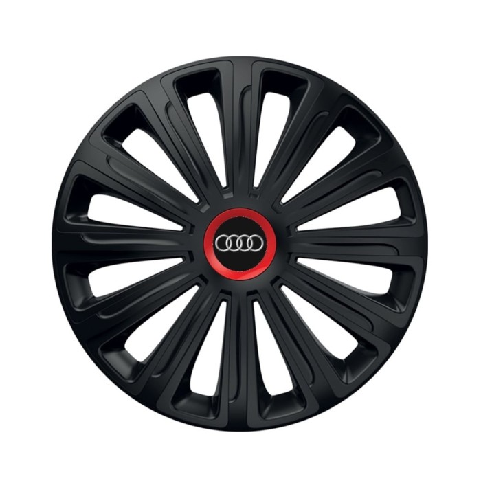 Set 4 capace roti Negre Cu Inel Rosu Trend R15 pentru gama auto Audi