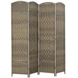 HOMCOM Paravan interior din lemn 4 panouri separator de cameră pliabil pentru living dormitor 180 x 180 cm stejar &icirc;nchis | Aosom Romania