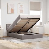 vidaXL Pat otoman cu saltea și LED-uri Taupe 140x200 cm țesătură 3312482