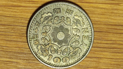 Japonia - moneda de colectie serie rara - 100 yen 1958 argint -spectaculoasa ! foto