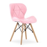Cumpara ieftin Scaun stil scandinav, Artool, Lago, piele ecologica, lemn, roz, 47x52x73 cm, Leobert