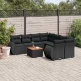 Cumpara ieftin Gossi set mobilier de gradina cu perne, 9 piese, negru, poliratan