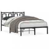 Cumpara ieftin Cadru de pat metalic cu tablie, negru, 120x190 cm