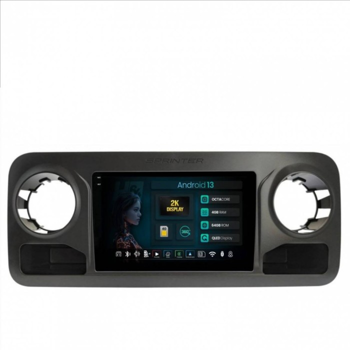 Navigatie 2K Mercedes Benz Sprinter (2018+) 4GB RAM Android 13 Octacore Slot Sim 4G DSP GPS Wi-FI Carplay Android Auto USB Bluetooth Waze Touchscreen