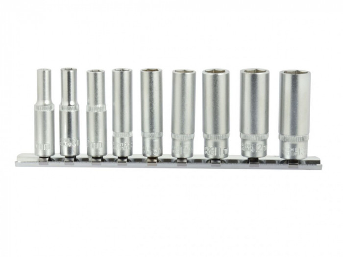 Set 9 chei tubulare 1/4&quot; CRV 5-13mm + suport metalic, GEKO G13540