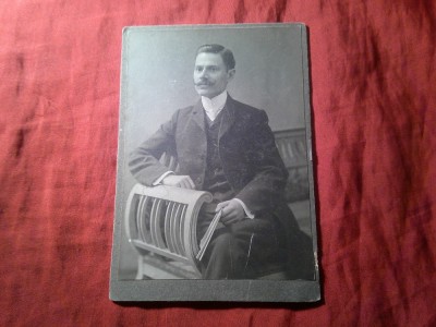 Fotografie pe carton 1910 - George Leca , Atelier Julietta Bucuresci , 16,8x11 cm foto