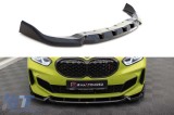 Spoiler Maxton Design versiunea 7 potrivit pentru bara de protectie frontala M a BMW Seria 1 F40, M135I dupa 2019, lac negru Performance AutoTuning