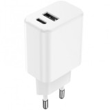 Incarcator Retea Setty, 20W, 3A, 1 x USB-A - 1 x USB-C, Alb, Universal