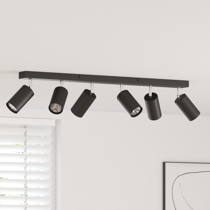 vidaXL Spotlight de Tavan cu 6 Brațe Regabile Negru GU10