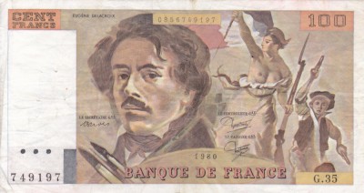 FRANTA 100 francs 1980 VF!!! foto