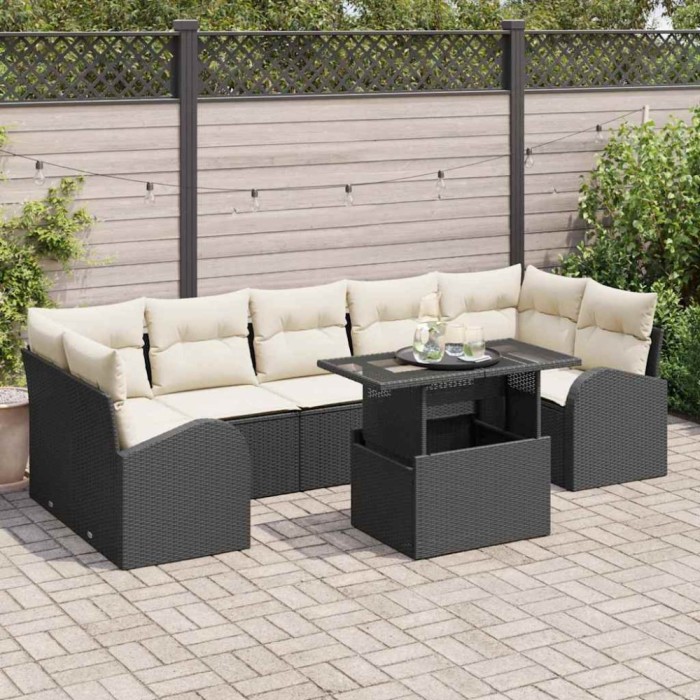 vidaXL Set de canapele pentru grădină 8 pcs Negru 100 x 55 x 73 cm 3357330