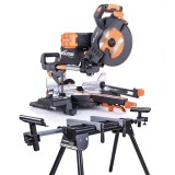 Cumpara ieftin Pachet fierastrau circular staionar cu taiere dubla R255SMS-DB+ cu lama TCT multimaterial de 255 mm + stand
