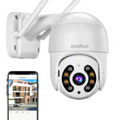 Camera de supraveghere Smart Exaltus®, 5IN1 cu sirena alarma integrata, iCSee app, 4MP, exterior/interior, Ultra HD, rotire din telefon 360°, 6 leduri
