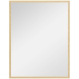 HOMCOM Oglindă de perete rectangulară 90 x 70 cm, cadru din lemn, ideală pentru baie, sufragerie sau dormitor, naturală | Aosom Romania