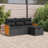 Cumpara ieftin Gossi set mobilier de gradina cu perne, 4 piese, negru, poliratan