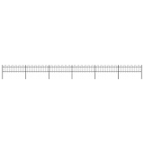 vidaXL Gard de grădină cu v&acirc;rf curbat, negru, 10,2 m, oțel