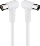 Cablu COAXIAL TV antena 2.5m cotit 90 grade mama-tata 75 ohm clasa A 85DB Dublu ecranat CCS alb 67354 Goobay