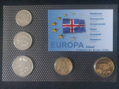 Seria completata monede - Islanda 1999 - 2008 , 5 monede foto
