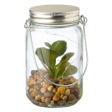 Felinar Decorativ Borcan, LED, Pietre, Sticlă, Diametru 8 cm, &Icirc;nălțime 13.5 cm, Fără Baterii, Oem