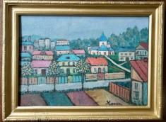 Tablou Mircea Popescu Peisaj Citadin pictura ulei inramata 30x40 cm
