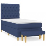 Cumpara ieftin Pat box spring cu saltea, albastru, 80x200 cm, textil