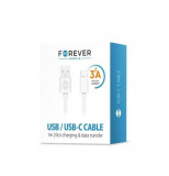 Cablu USB-C pentru incarcare si transfer date, Forever Mobile, 3A, Alb