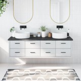 vidaXL Blat de baie, gri &icirc;nchis, 180x50x(2-4) cm, lemn masiv tratat