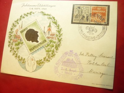 Carte Postala- Jubileul Club Filatelic Odense Danemarca 1940 foto