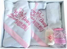 Trusou botez 6 piese roz foto