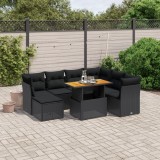 Cumpara ieftin Gossi set mobilier de gradina cu perne, 8 piese, negru, poliratan