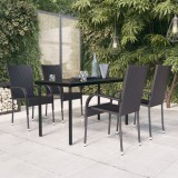 vidaXL Set mobilier de grădină, 5 piese, negru