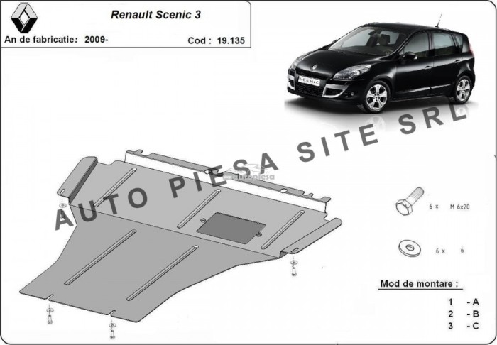 Scut metalic motor Renault Scenic 3 III fabricat incepand cu 2009 APS-19,135