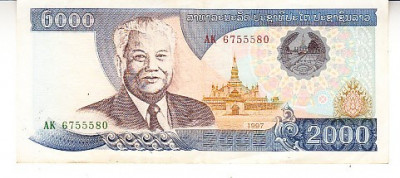 M1 - Bancnota foarte veche - Laos - 2000 kip - 1997 foto