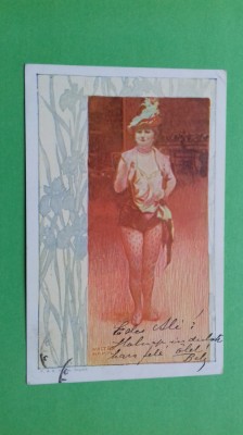 Litho Circ Circus Zirkus Femeie acrobat Walter Hampel 1899 Litografie foto