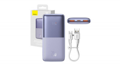 Baseus Bipow Pro Powerbank 10000mAh, 2xUSB, USB-C, 20W (violet) foto