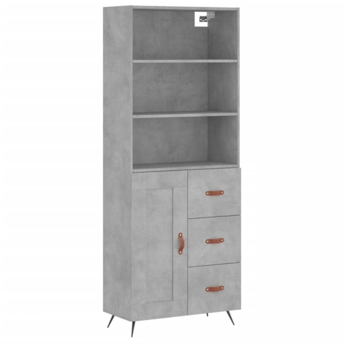 Dulap inalt, gri beton, 69,5x34x180, lemn compozit