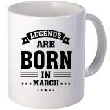Cana alba personalizata &quot; Legends are born in March&quot;, INOVATIX&reg;. 330ml