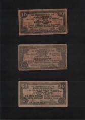 Rar! Set Filipine Philippines 10+25+50 centavos+1+5+10 pesos 1942 Bohol complet