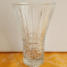 VAZA FLORI CRISTAL ALB BOHEMIA, VAS FLORI VINTAGE, PIESA COLECTIE, UNICAT