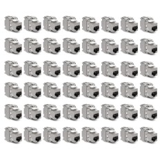Set 48 Mufe CAT6A de 10 Gbit pentru cabluri Ethernet RJ45, Kwmobile, Argintiu, Metal, 45358.48