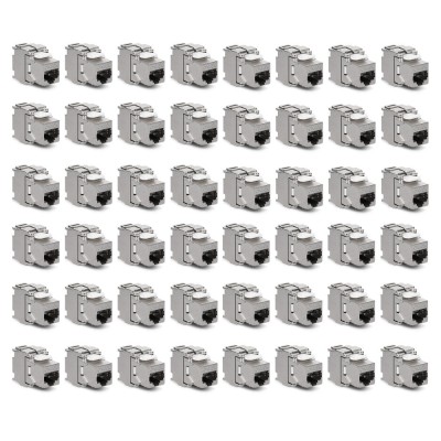 Set 48 Mufe CAT6A de 10 Gbit pentru cabluri Ethernet RJ45, Kwmobile, Argintiu, Metal, 45358.48 foto