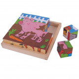 Puzzle cubic - Animalute de la ferma, BigJigs Toys