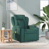 VidaXL Fotoliu de masaj rabatabil, verde &icirc;nchis, material textil