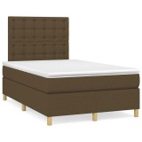 vidaXL Pat box spring cu saltea, maro &icirc;nchis, 120x190 cm, textil 3269961