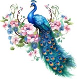 Sticker decorativ, Paun, Albastru, 61 cm, 1345STK-3