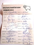 Scrisoare (autografe-printate) - DERBY COUNTY FC (Sezonul 1971/1972)