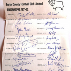 Scrisoare (autografe-printate) - DERBY COUNTY FC (Sezonul 1971/1972)