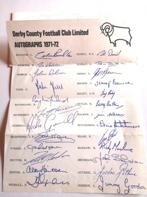 Scrisoare (autografe-printate) - DERBY COUNTY FC (Sezonul 1971/1972) foto
