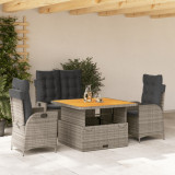 VidaXL Set mobilier de grădină cu perne, 4 piese, gri, poliratan