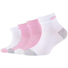 șosete Skechers 4PPK Girls Mesh Ventilation Quarter Socks SK42042-1001 Roz